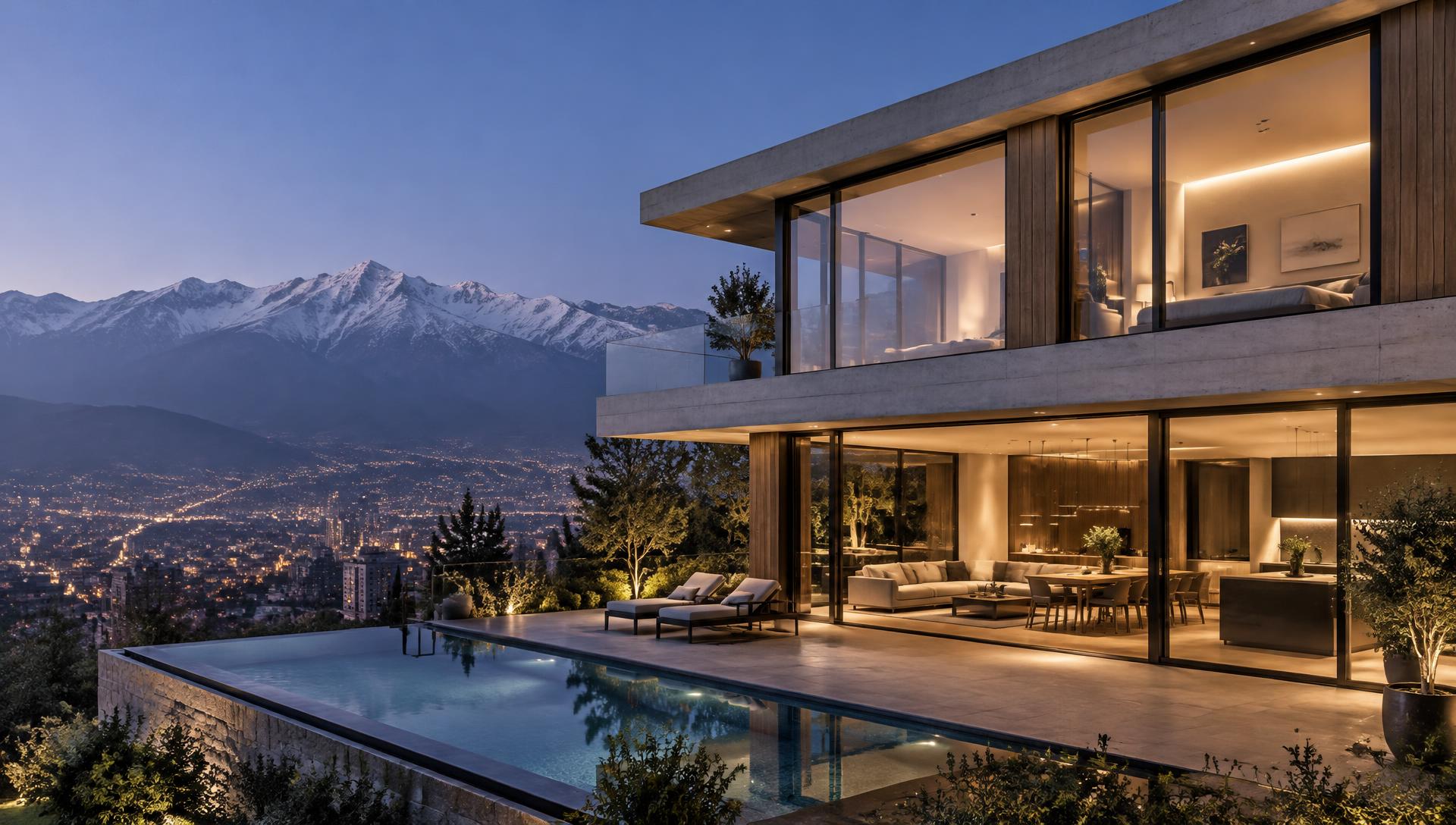 Casa moderna con ventanales termopanel fabricados a la medida